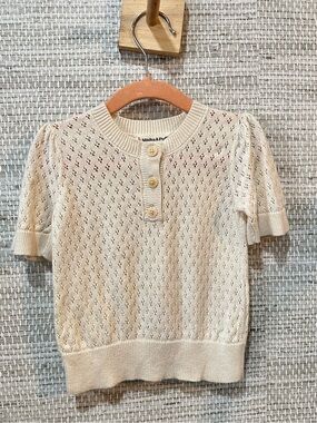 Misha And Puff Cream Eyelet Henley Sweater